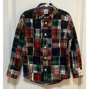 Gymboree Boys Patchwork Cottage Core Pocket Button Down Size S 5-6